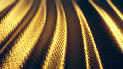 Sticker - Carbon gold wave soft curve background. 3D rendering