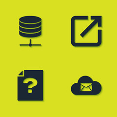 Poster - Set Server, Data, Web Hosting, Cloud mail server, Unknown document and Open new window icon. Vector.