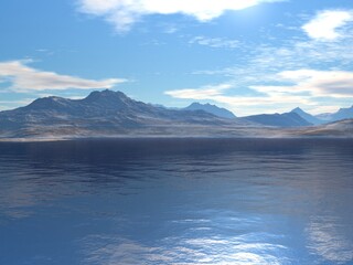  3d illustration of a blue sky landscape