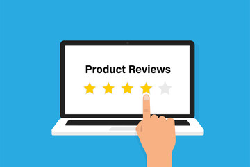 Wall Mural - computer product reviews concept. vector isolated illustration. customer feedback concept. reviews o