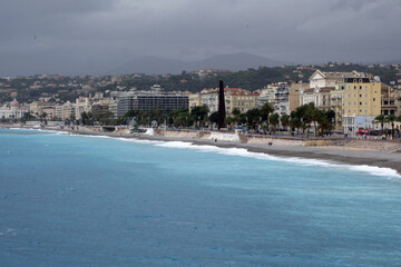 overhead view of beaches in Nice, France