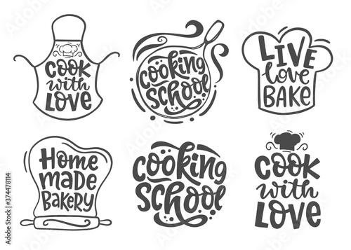 Fotomural Home made bakery, culinary logotype icons set