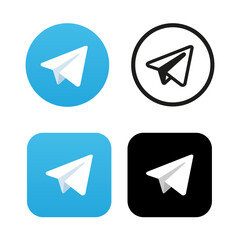 Wall Mural - Aircraft Blue Button Icon Vector. Telegram icon.