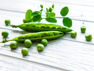 Pods of green peas