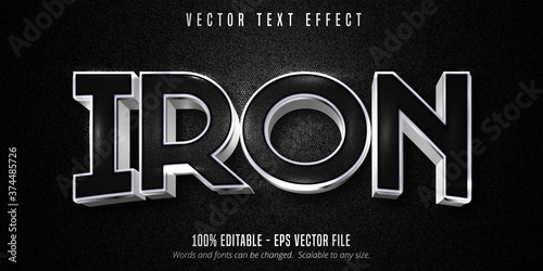 Cuadros en Lienzo Iron text, metallic silver style editable text effect