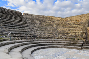 Wall Mural - The ruins of Pompeii, well-preserved amphitheater. Largely preserved under the volcanic ash and pumice in the eruption of Mount Vesuvius the excavated city offers a unique snapshot of Roman life