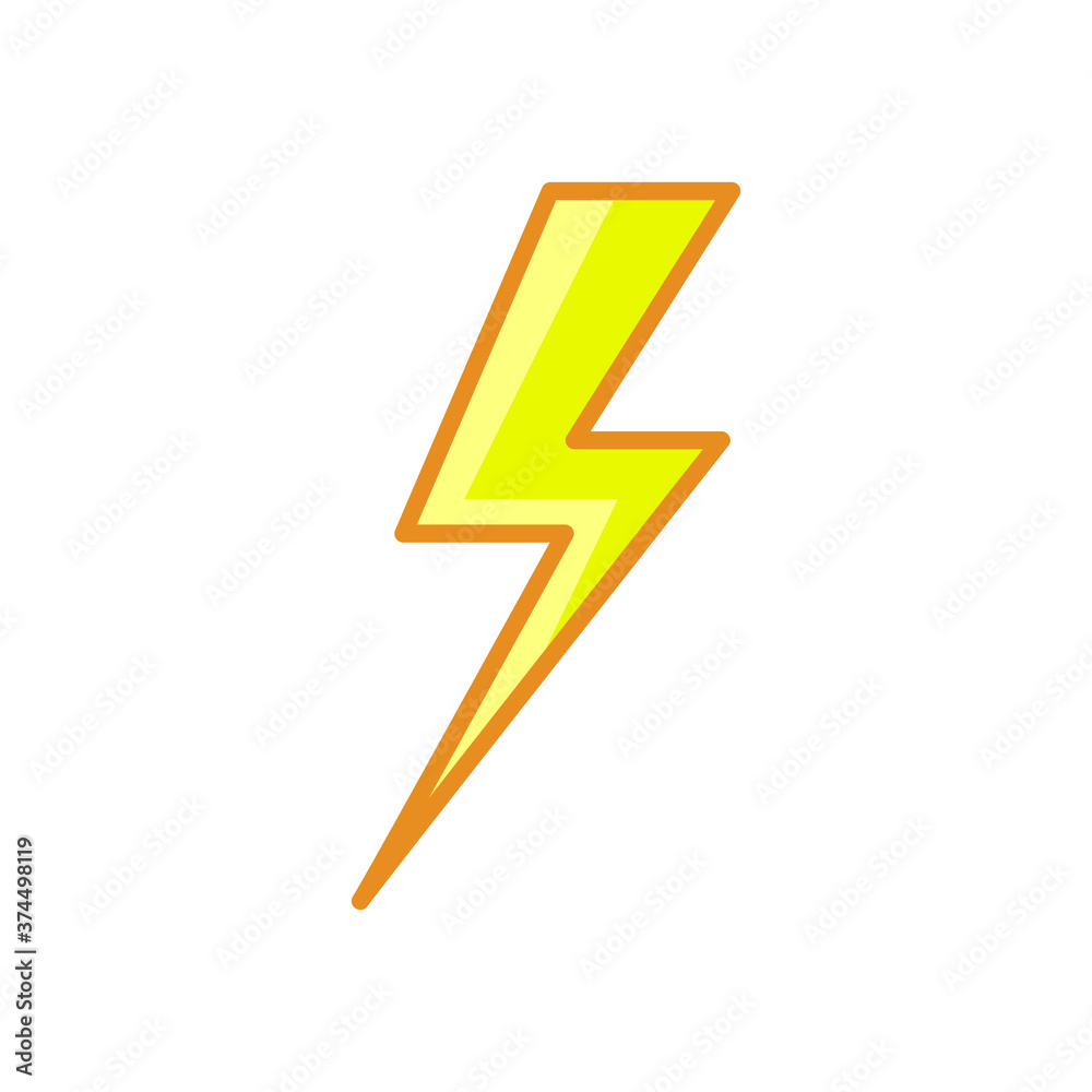 lightning bolt. Thunderbolt Line style yellow color flat icon - obrazy, fototapety, plakaty 