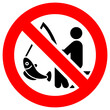No fishing forbidden sign, modern round sticker, vector illustration