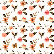 Terracota Mini Florals Watercolor Seamless Pattern