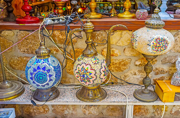 Wall Mural - Traditional arabian lamps, Kaleici tourist market,  Antalya, Turkey