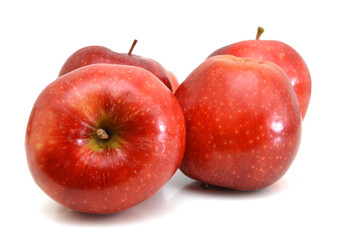 fresh red apples isolated on white background