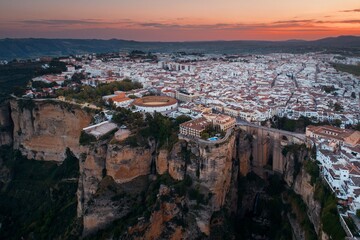 Sticker - Ronda aerial view sunrise