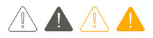 Exclamation Of Warning Attention Icon, Warning Signs Set. Vector Illustration.