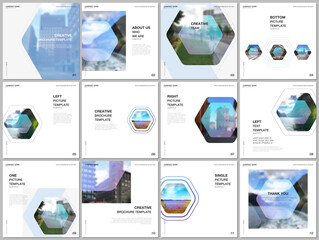 Wall Mural - Brochure layout of square format covers design templates for square flyer leaflet, brochure design, report, presentation, magazine cover. Corporate identity business concept background with hexagons.