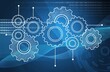 © BillionPhotos.com - Heap of digital gears on blue background