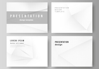 Poster - Vector layout of the presentation slides design business templates, multipurpose template for presentation brochure, brochure cover. Halftone effect decoration with dots. Dotted pop art pattern.