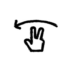 vector illustration hand drawn icon ofgesture two fingers swipe left