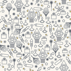  Diwali seamless pattern. Vector illustration