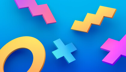 Poster - Abstract 3d render, modern background with geometric shapes, graphic design