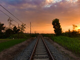 Fototapeta  - railway in the morning
