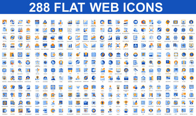 Bundle vector flat icons concept. Contain such Icons as Teamwork, People, Finance, Analysis, SEO, Business, Money, Support, Real Estate and more. UI, UX vector icon. Flat conceptual pictogram pack.