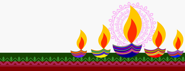 Wall Mural - Deepawali graphic vector template design with diya and candle.