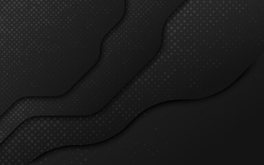Poster - Wavy layers of black paper background vector