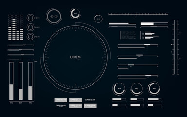 Poster - Futuristic user interface with HUD and infographic elements. Looped motion virtual technology background.