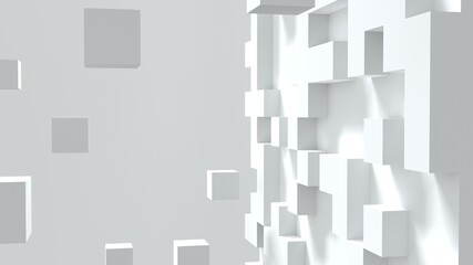 3D cube square shape. Abstract digital technology background. 3D rendering