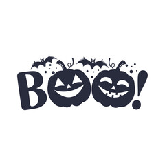 Wall Mural - BOO! slogan inscription. Vector quotes. Illustration for Halloween for prints on t-shirts and bags, posters, cards. Isolated on white background. Halloween phrase.