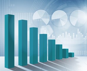 Growing bar charts in economic recovery concept - 3d rendering