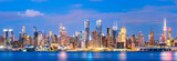 Fototapeta Nowy Jork - new york,usa, 08-25-17: new york city skyline  at night with reflection in hudson river.