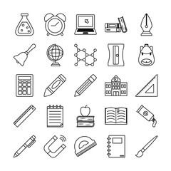 Wall Mural - chemical flask and school icon set, line style