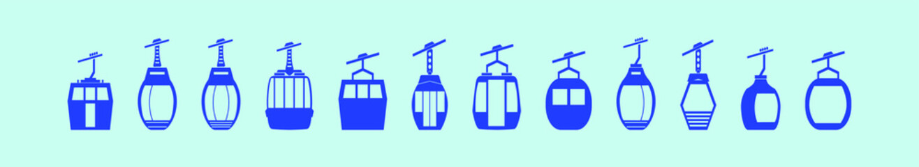 Wall Mural - set of ski cable car cartoon icon design template with various models. vector illustration