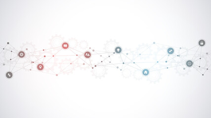 Poster - information technology background with infographic elements and flat icons. digital technology, netw