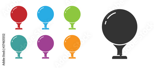 Black Golf ball on tee icon isolated on white background Tableau sur Toile