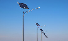 Street Lighting Pole With Photovoltaic Panel And LED Lamp Lights