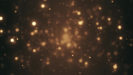 Wall Mural - abstract looping motion background with flying particles. animated overlay with bokeh golden lights,