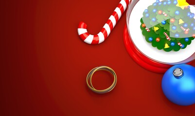 Poster - Wedding ring with christmas ornament