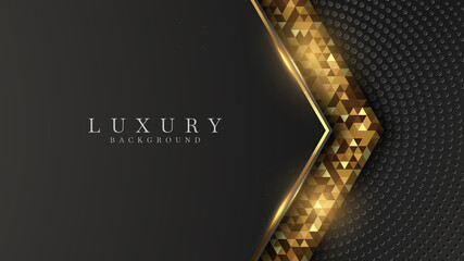 Luxury gold background Along with the effect of geometric shapes, triangles shine. Abstract backdrop vector illustration.