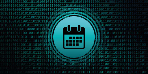 Aufkleber - calendar symbol on binary code background digital data vector illustration EPS10