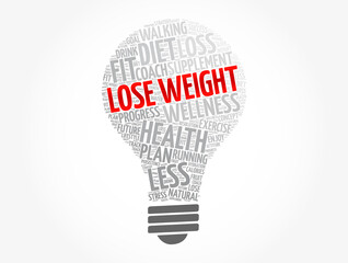 Wall Mural - Lose Weight light bulb word cloud collage, health concept background