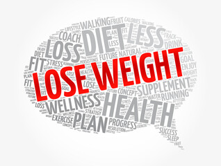 Wall Mural - Lose Weight message bubble word cloud collage, health concept background