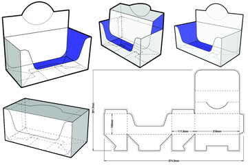 Counter display stand and Die-cut Pattern. The .eps file is full scale and fully functional. Prepared for real cardboard production.