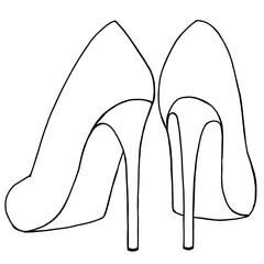 vector woman shoes contour draw