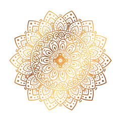 Poster - golden flower mandala in white background vector illustration design