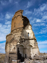 round dome church ruin building in the abandoned Armenian capital of Ani in Anatolia Turkey