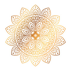 Sticker - golden flower mandala, vintage luxury decoration icon vector illustration design