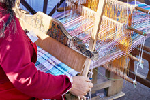 Woman And Wooden Loom