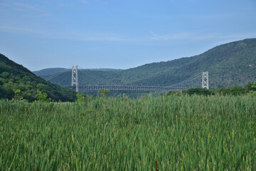 Bear Mountain Bridge from Manitou train station, NY, USA